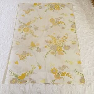Vintage 60's 70's MCM 1‎ Pillowcase Floral Muslin Standard Yellow Flowers Boho